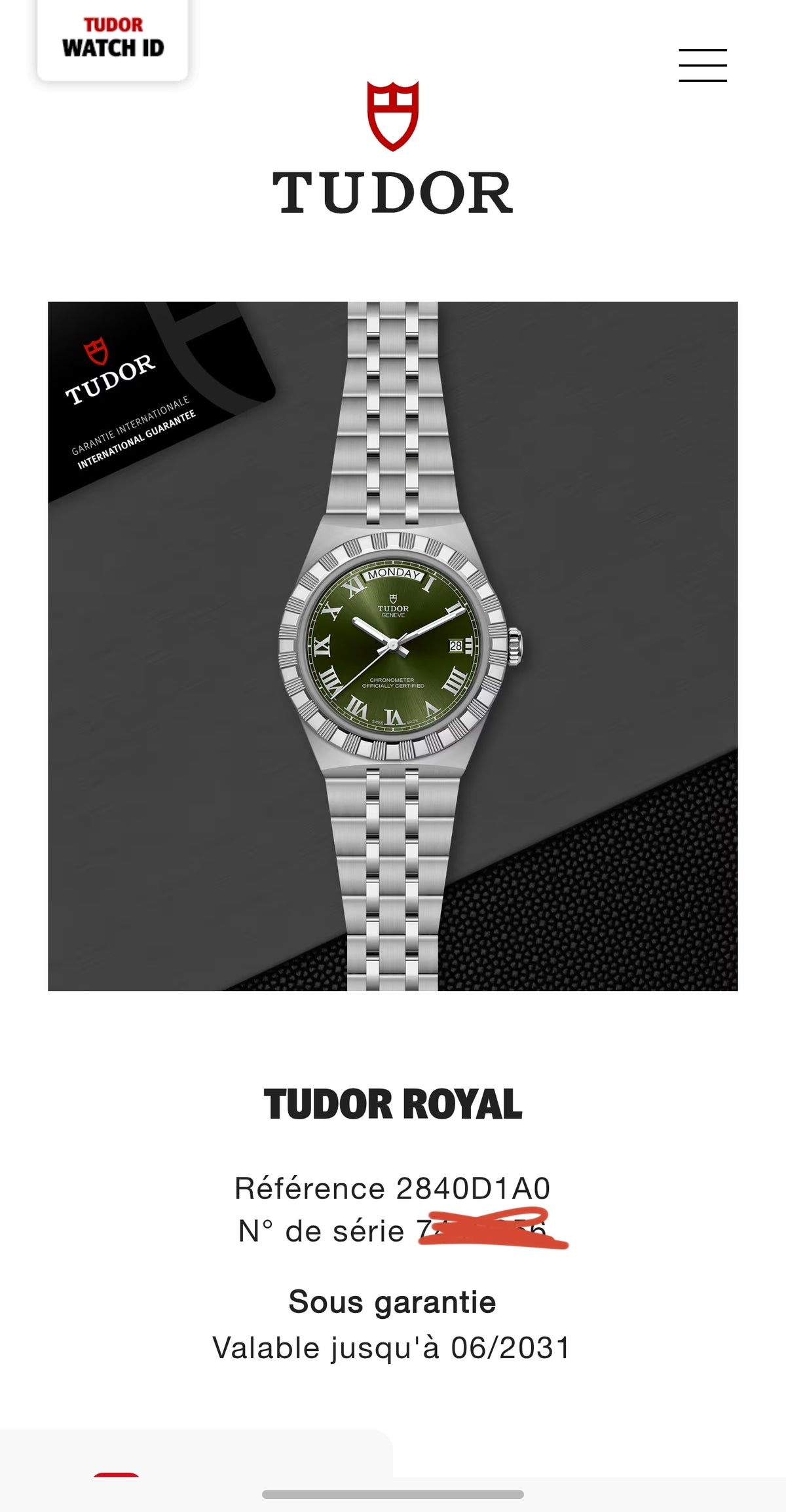 Tudor Royal Olive 40mm réf : 2840D1A0